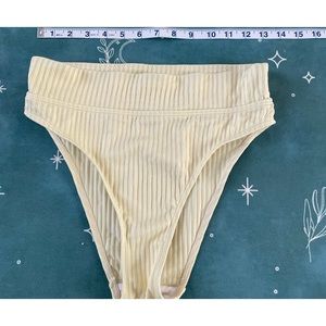 Vibrant Yellow Ribbed Bikini Bottoms High-Cut Style